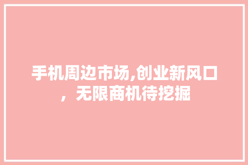 手机周边市场,创业新风口，无限商机待挖掘