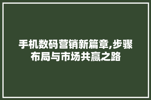 手机数码营销新篇章,步骤布局与市场共赢之路