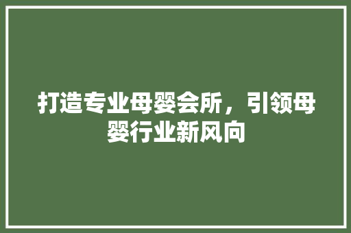 打造专业母婴会所，引领母婴行业新风向 个人简历