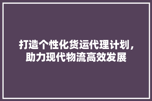 打造个性化货运代理计划，助力现代物流高效发展