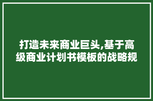 打造未来商业巨头,基于高级商业计划书模板的战略规划