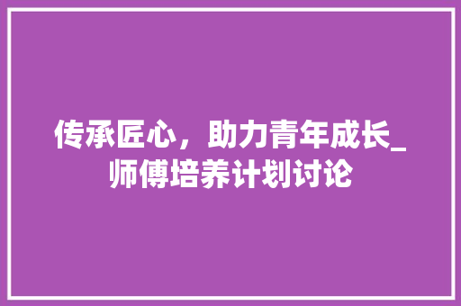 传承匠心，助力青年成长_师傅培养计划讨论