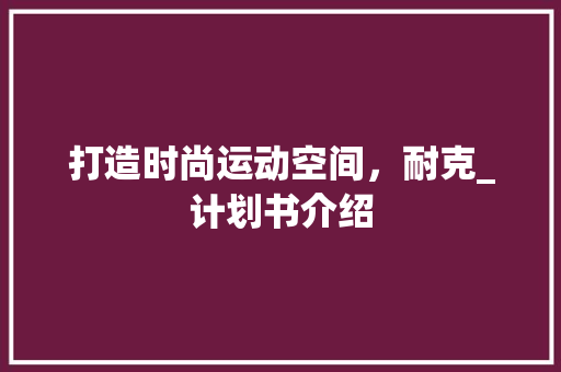 打造时尚运动空间，耐克_计划书介绍
