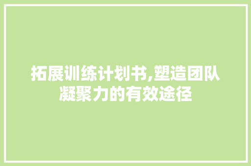 拓展训练计划书,塑造团队凝聚力的有效途径