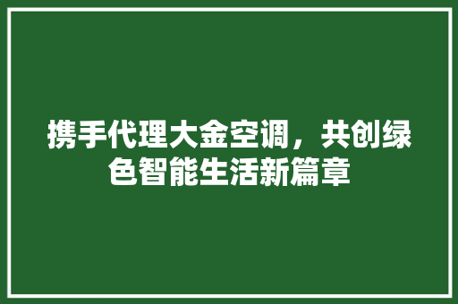 携手代理大金空调，共创绿色智能生活新篇章