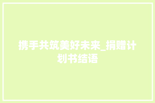 携手共筑美好未来_捐赠计划书结语