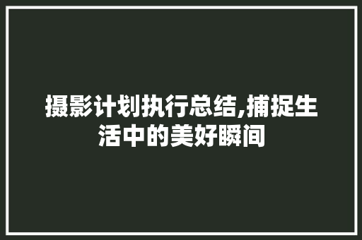 摄影计划执行总结,捕捉生活中的美好瞬间