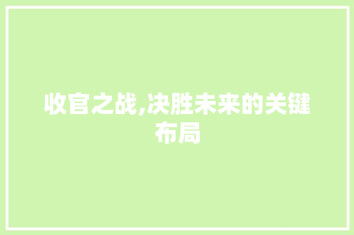 收官之战,决胜未来的关键布局