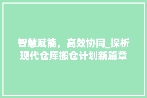 智慧赋能，高效协同_探析现代仓库搬仓计划新篇章