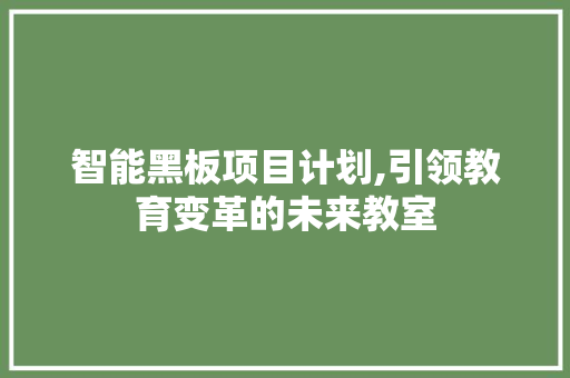 智能黑板项目计划,引领教育变革的未来教室