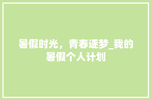 暑假时光，青春逐梦_我的暑假个人计划 工作计划