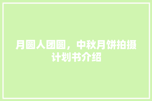 月圆人团圆，中秋月饼拍摄计划书介绍
