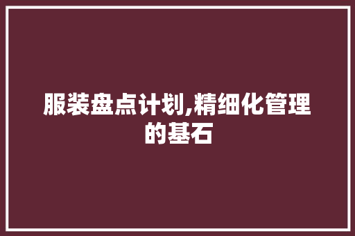 服装盘点计划,精细化管理的基石 成语大全