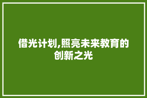借光计划,照亮未来教育的创新之光