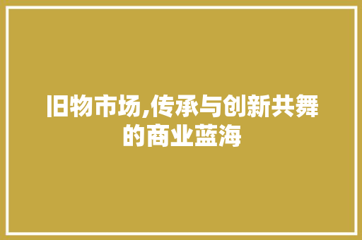 旧物市场,传承与创新共舞的商业蓝海