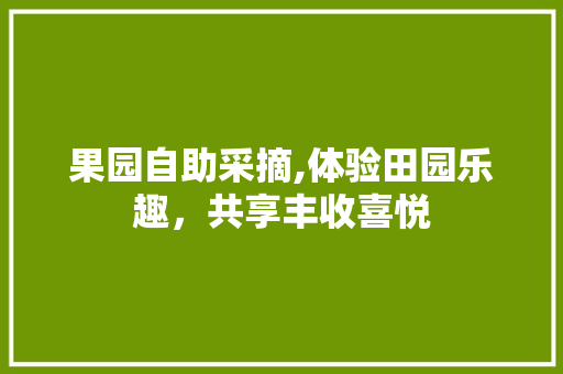 果园自助采摘,体验田园乐趣，共享丰收喜悦