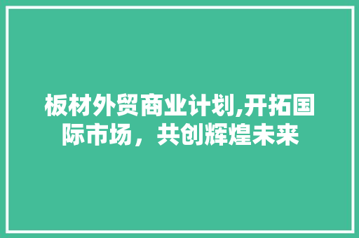 板材外贸商业计划,开拓国际市场，共创辉煌未来