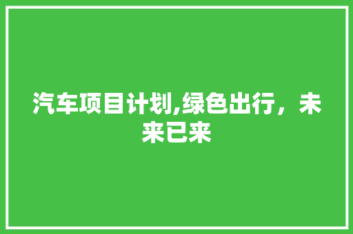 汽车项目计划,绿色出行，未来已来