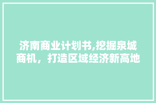 济南商业计划书,挖掘泉城商机，打造区域经济新高地