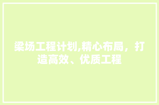 梁场工程计划,精心布局，打造高效、优质工程