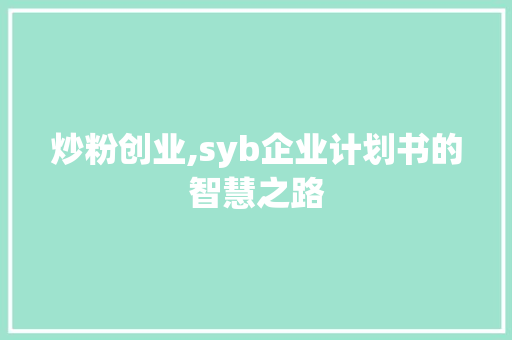 炒粉创业,syb企业计划书的智慧之路