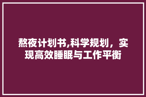 熬夜计划书,科学规划，实现高效睡眠与工作平衡