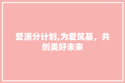 爱满分计划,为爱筑基，共创美好未来