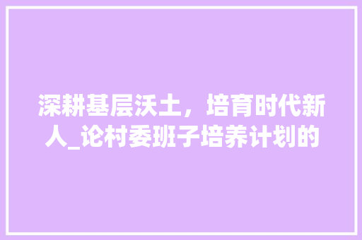 深耕基层沃土，培育时代新人_论村委班子培养计划的重要性与方法