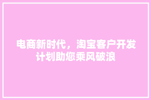 电商新时代，淘宝客户开发计划助您乘风破浪 成语大全