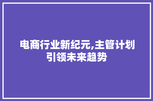 电商行业新纪元,主管计划引领未来趋势