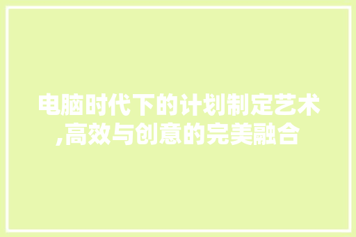 电脑时代下的计划制定艺术,高效与创意的完美融合