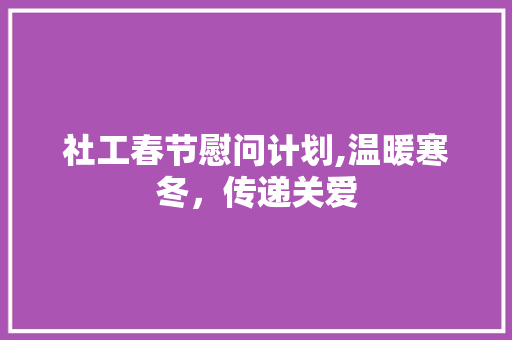 社工春节慰问计划,温暖寒冬，传递关爱