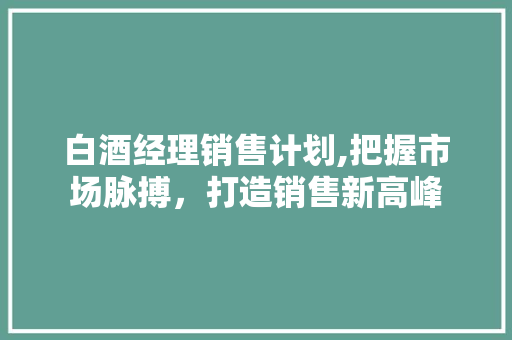 白酒经理销售计划,把握市场脉搏，打造销售新高峰