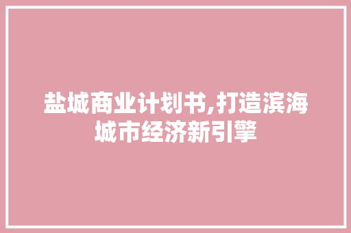 盐城商业计划书,打造滨海城市经济新引擎