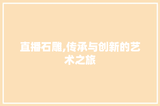 直播石雕,传承与创新的艺术之旅