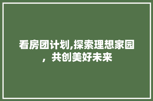 看房团计划,探索理想家园，共创美好未来