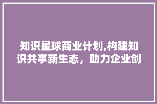 知识星球商业计划,构建知识共享新生态，助力企业创新发展
