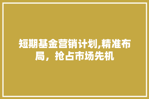 短期基金营销计划,精准布局，抢占市场先机 诗词鉴赏