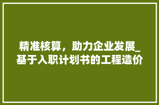 精准核算，助力企业发展_基于入职计划书的工程造价讨论