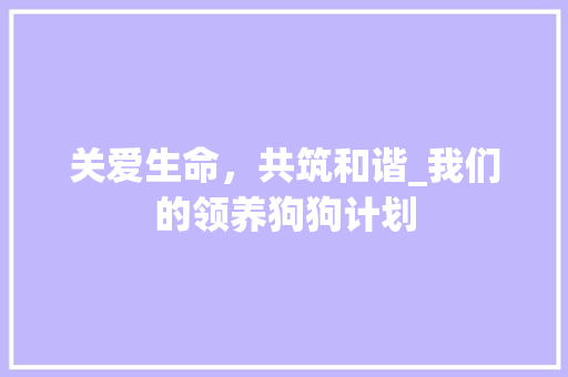 关爱生命，共筑和谐_我们的领养狗狗计划