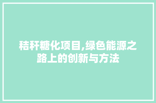 秸秆糖化项目,绿色能源之路上的创新与方法