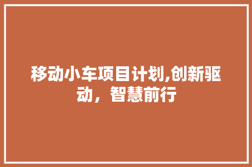 移动小车项目计划,创新驱动，智慧前行