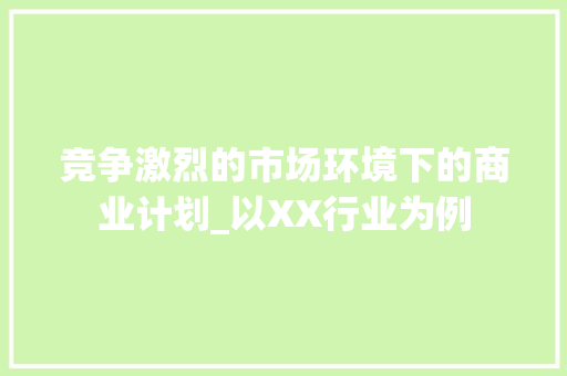 竞争激烈的市场环境下的商业计划_以XX行业为例 工作计划