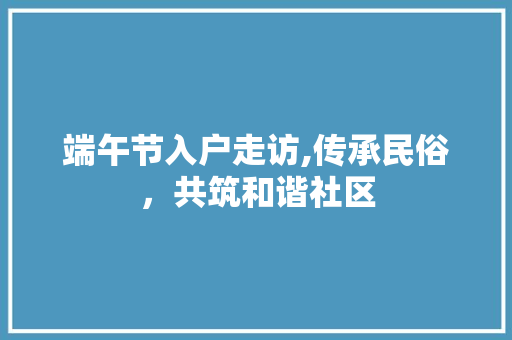 端午节入户走访,传承民俗，共筑和谐社区