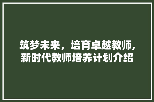 筑梦未来，培育卓越教师,新时代教师培养计划介绍