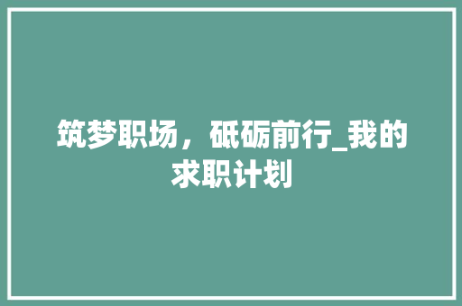 筑梦职场，砥砺前行_我的求职计划
