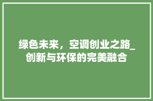 绿色未来，空调创业之路_创新与环保的完美融合