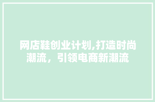 网店鞋创业计划,打造时尚潮流，引领电商新潮流