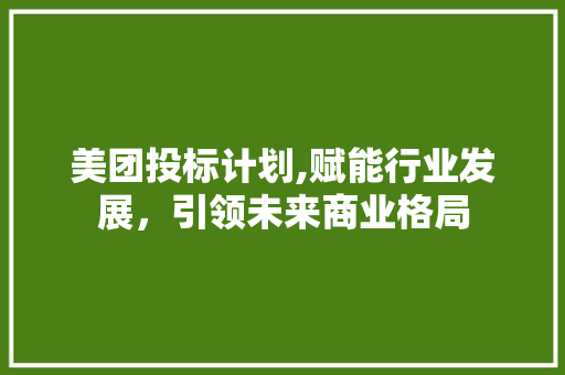 美团投标计划,赋能行业发展，引领未来商业格局