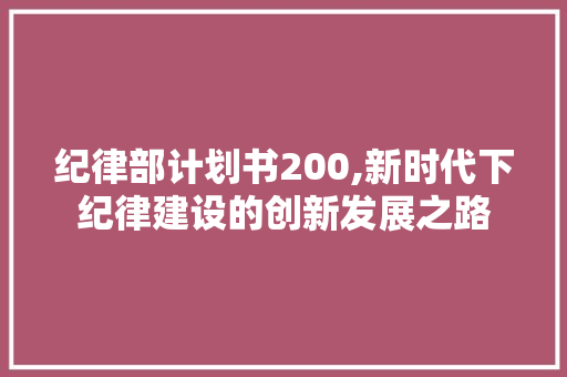 纪律部计划书200,新时代下纪律建设的创新发展之路